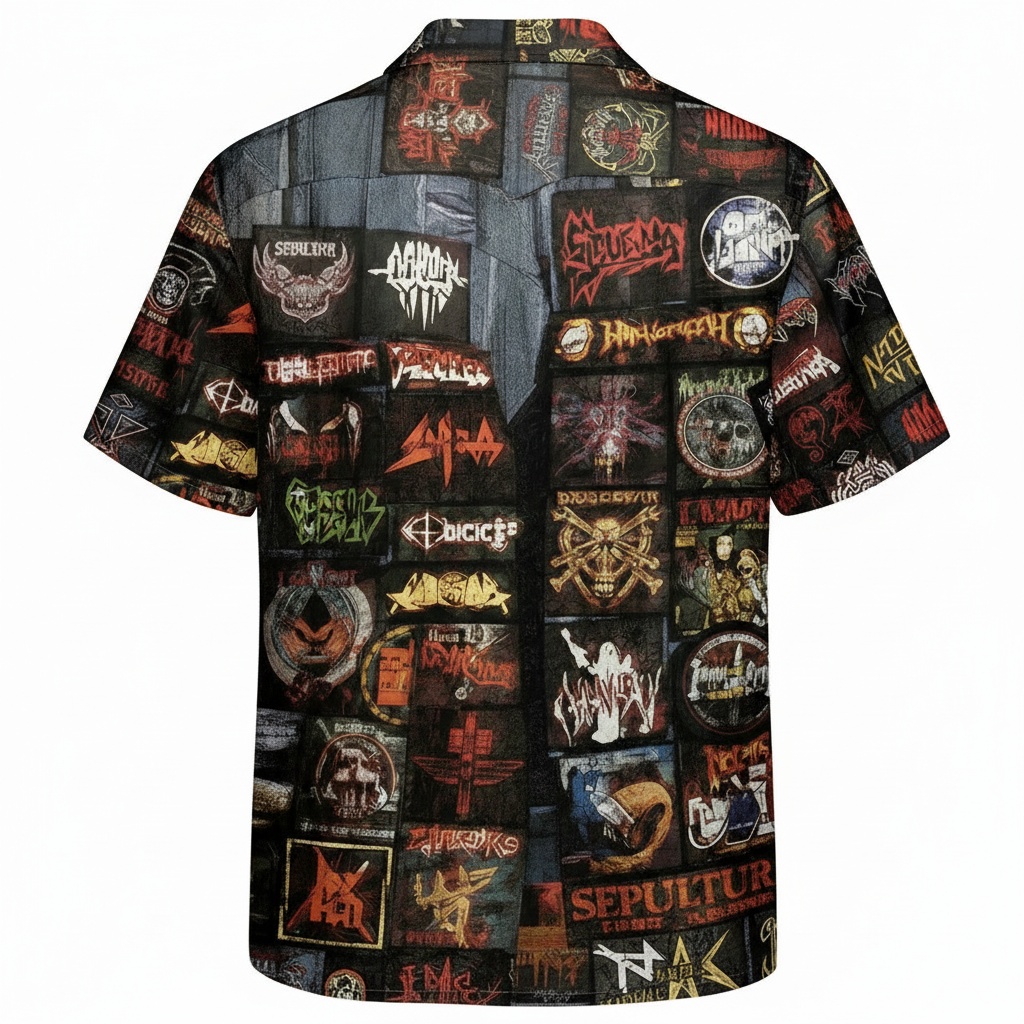 Black Metal Band Patch Hawaiian Shirt Rock Music Apparel - Image 3