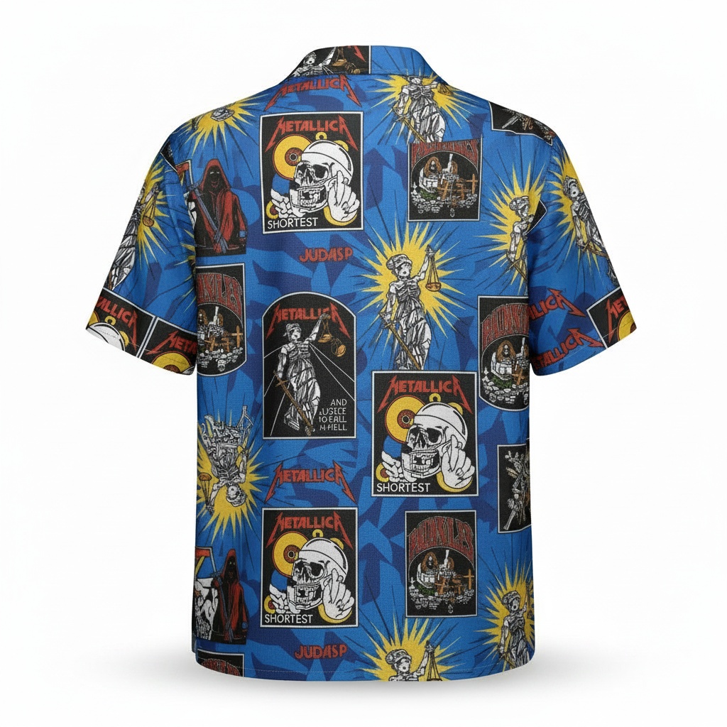 Blue Metallica Justice For All Hawaiian Shirt Rock Band - Image 3