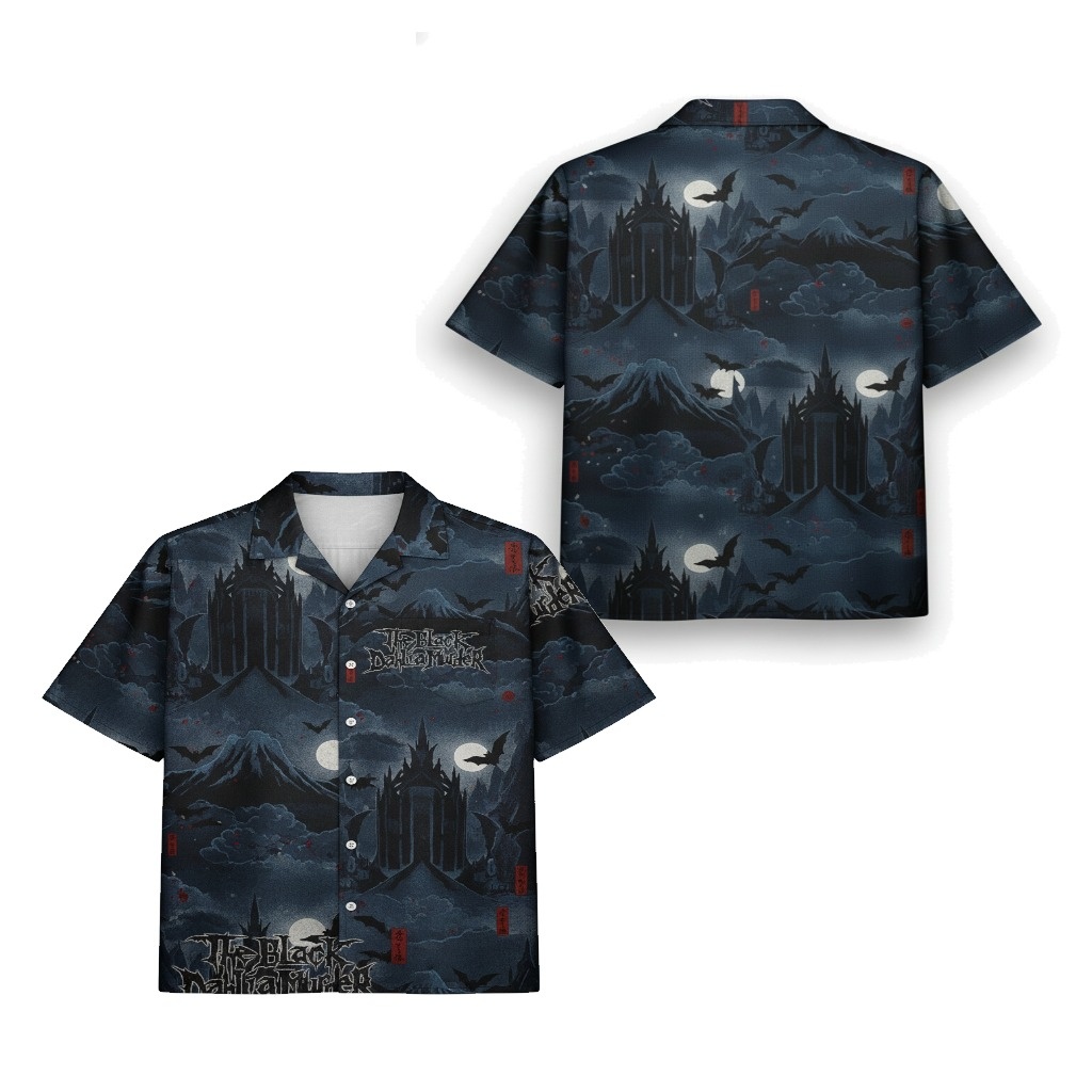 Dark Castle Hawaiian Shirt Gothic Moon Bat Design