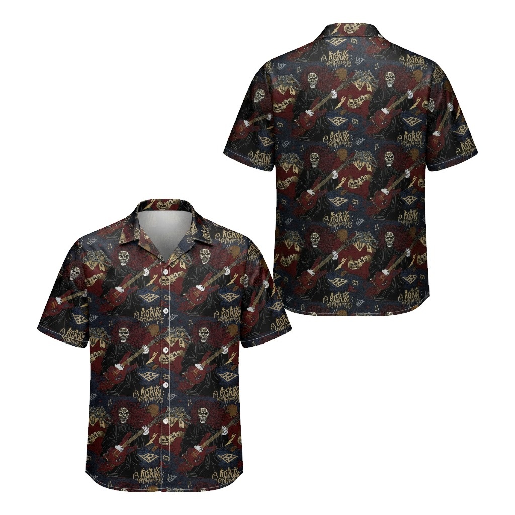 Dark Skull Guitar Hawaiian Shirt Rock Music Style