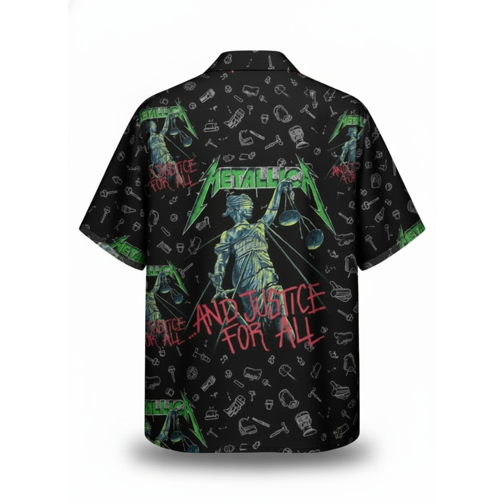 Metallica And Justice For All Black Hawaiian Shirt Rock - Image 2
