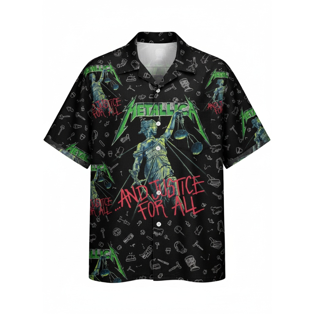 Metallica And Justice For All Black Hawaiian Shirt Rock - Image 3