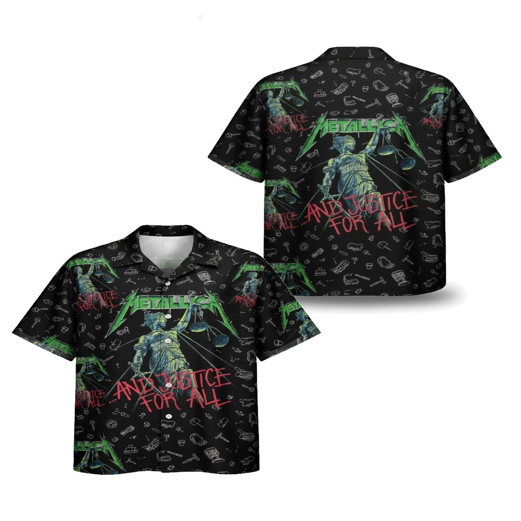 Metallica And Justice For All Black Hawaiian Shirt Rock