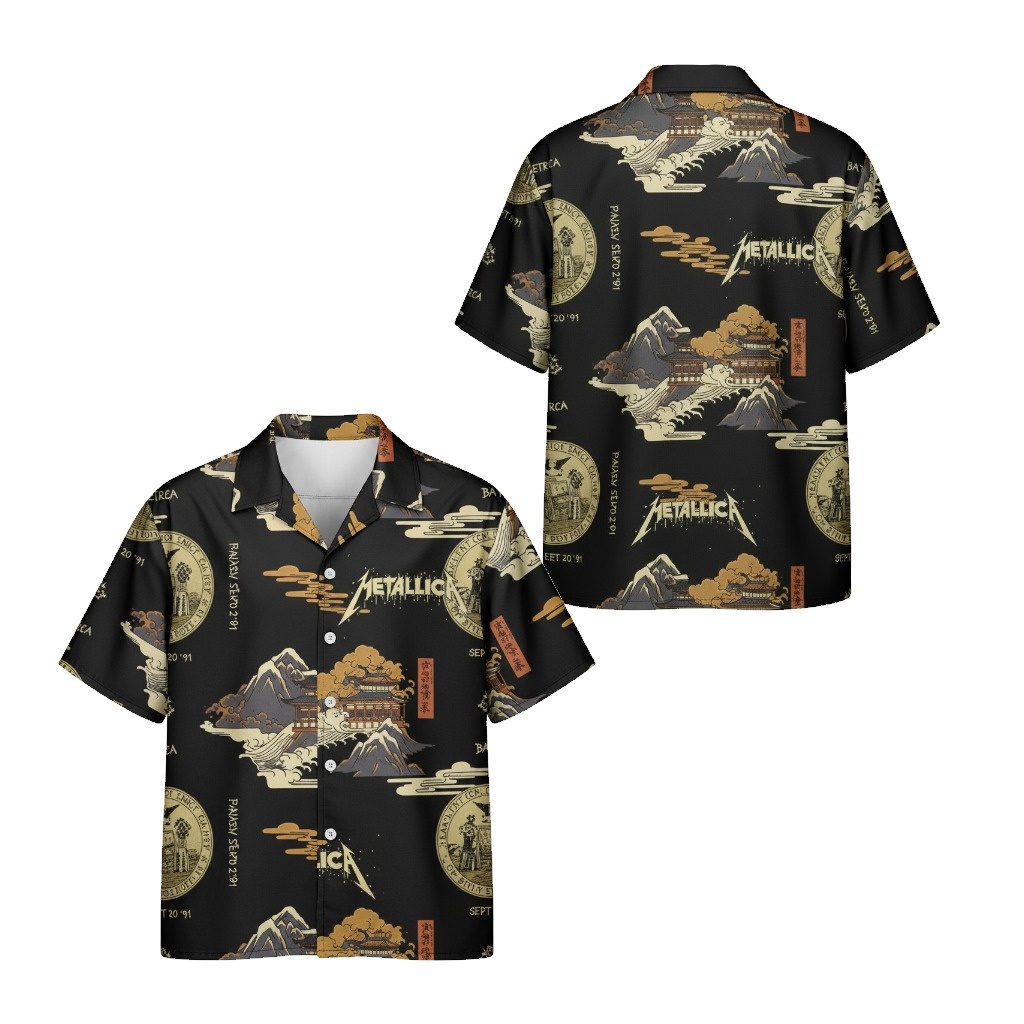 Metallica Black Japanese Mountain Graphic Hawaiian Shirt