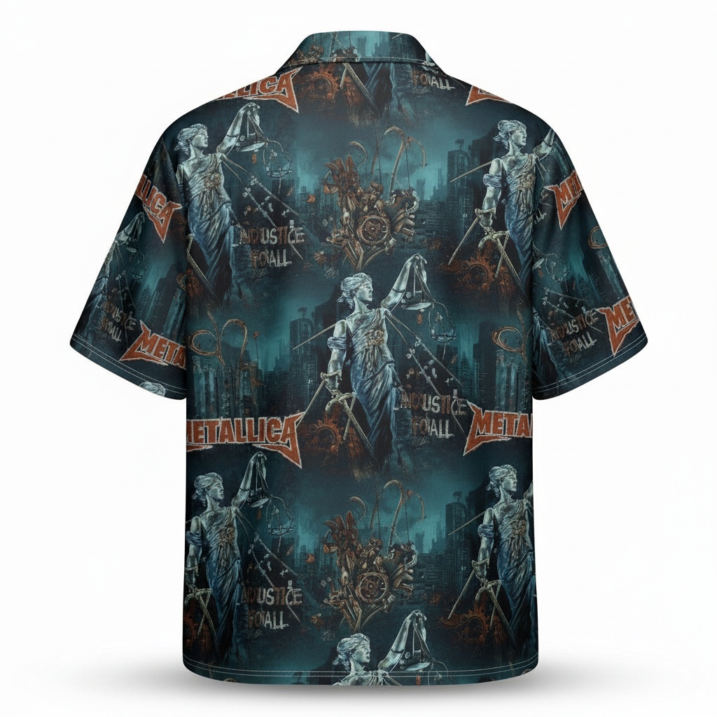 Metallica Justice For All Dark Teal Hawaiian Shirt Rock - Image 3