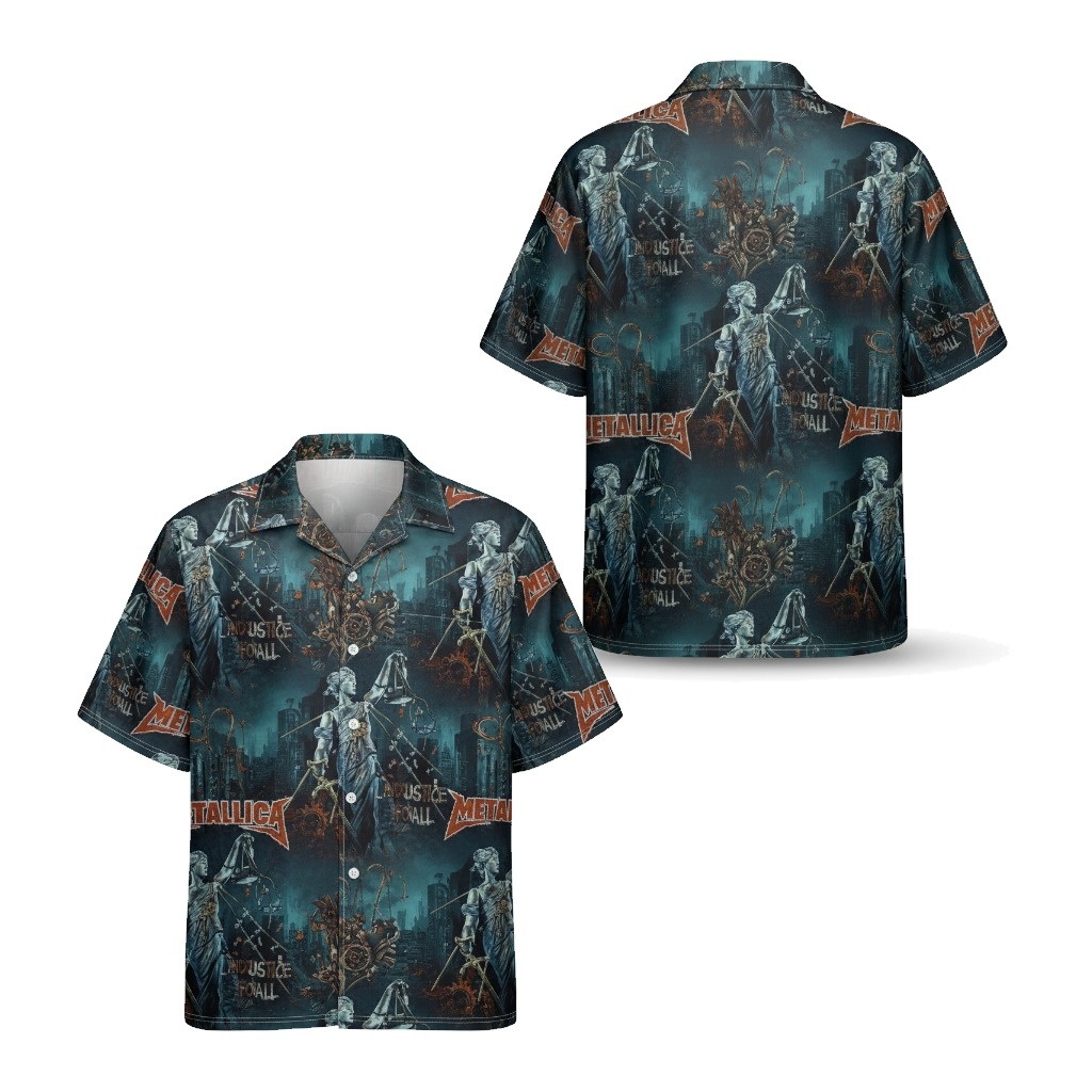 Metallica Justice For All Dark Teal Hawaiian Shirt Rock
