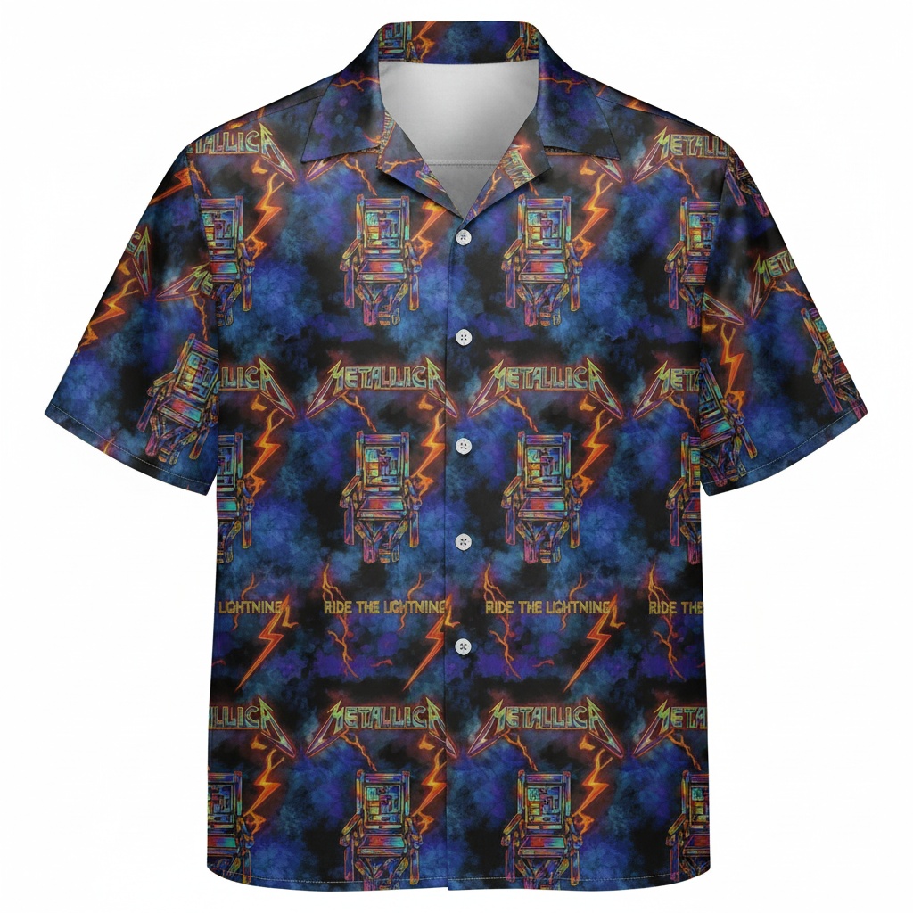 Metallica Ride The Lightning Graphic Print Hawaiian Shirt - Image 3