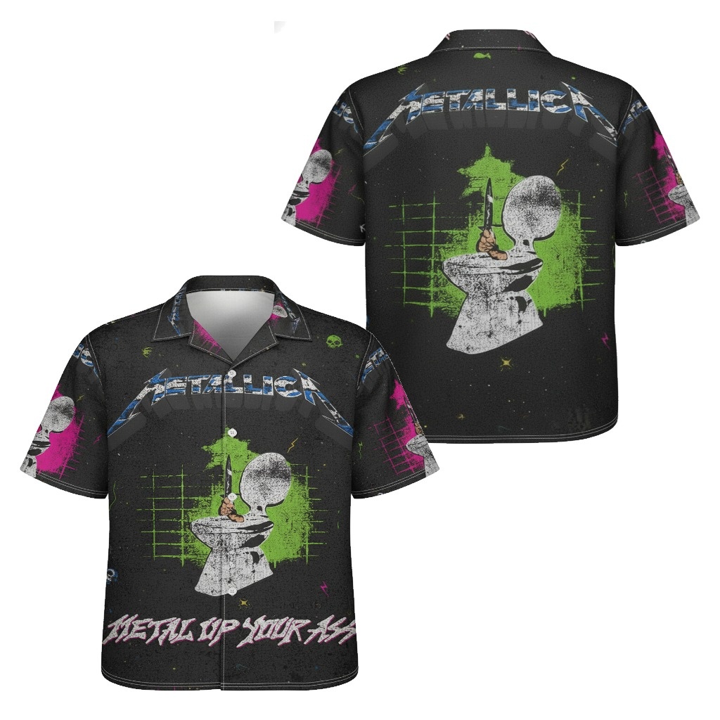 Metallica Toilet Graphic Black Hawaiian Shirt