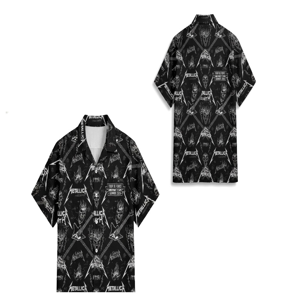 Metallica Tour De Force Black Graphic Print Button Up Shirt