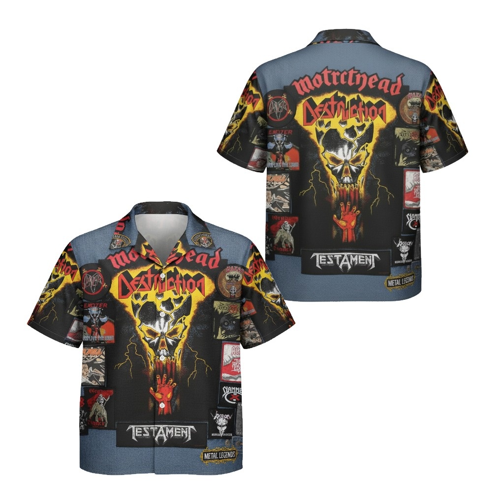 Motrhead Destruction Blue Hawaiian Shirt Metal Legends Style